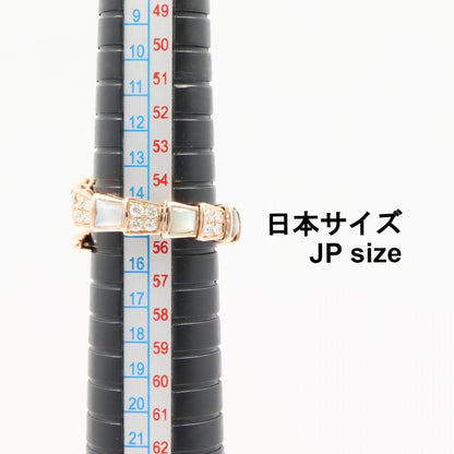 ブルガリ セルペンティ マザーオブパール ダイヤモンド Au750ピンクゴールド リング 14.5号