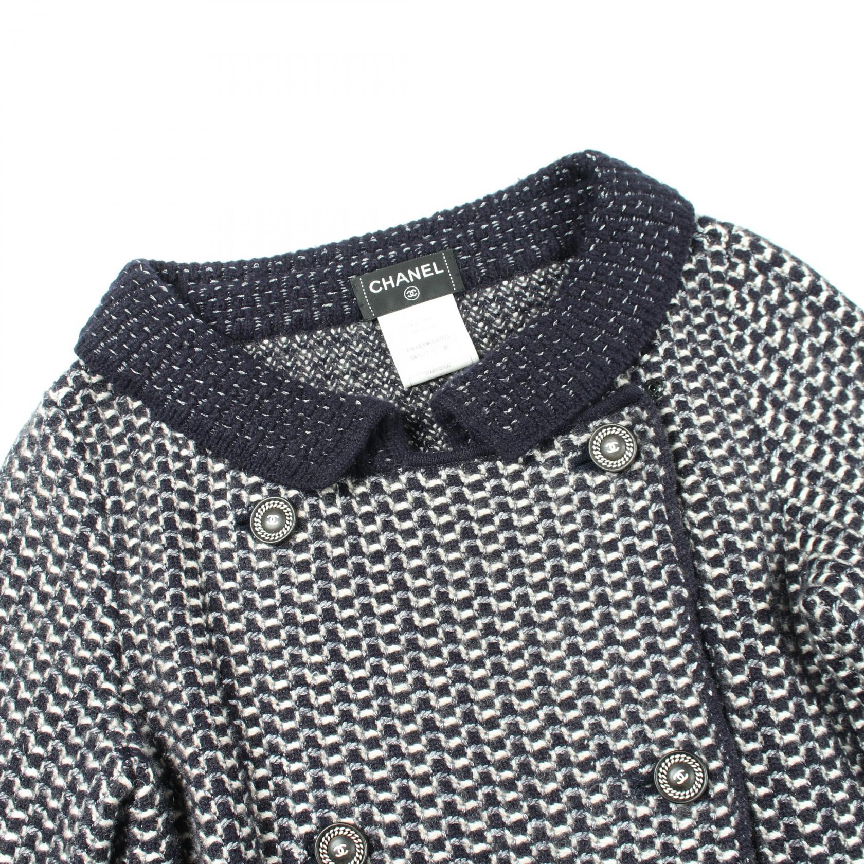 シャネル カメリアボタン カシミヤシルクニットジャケット