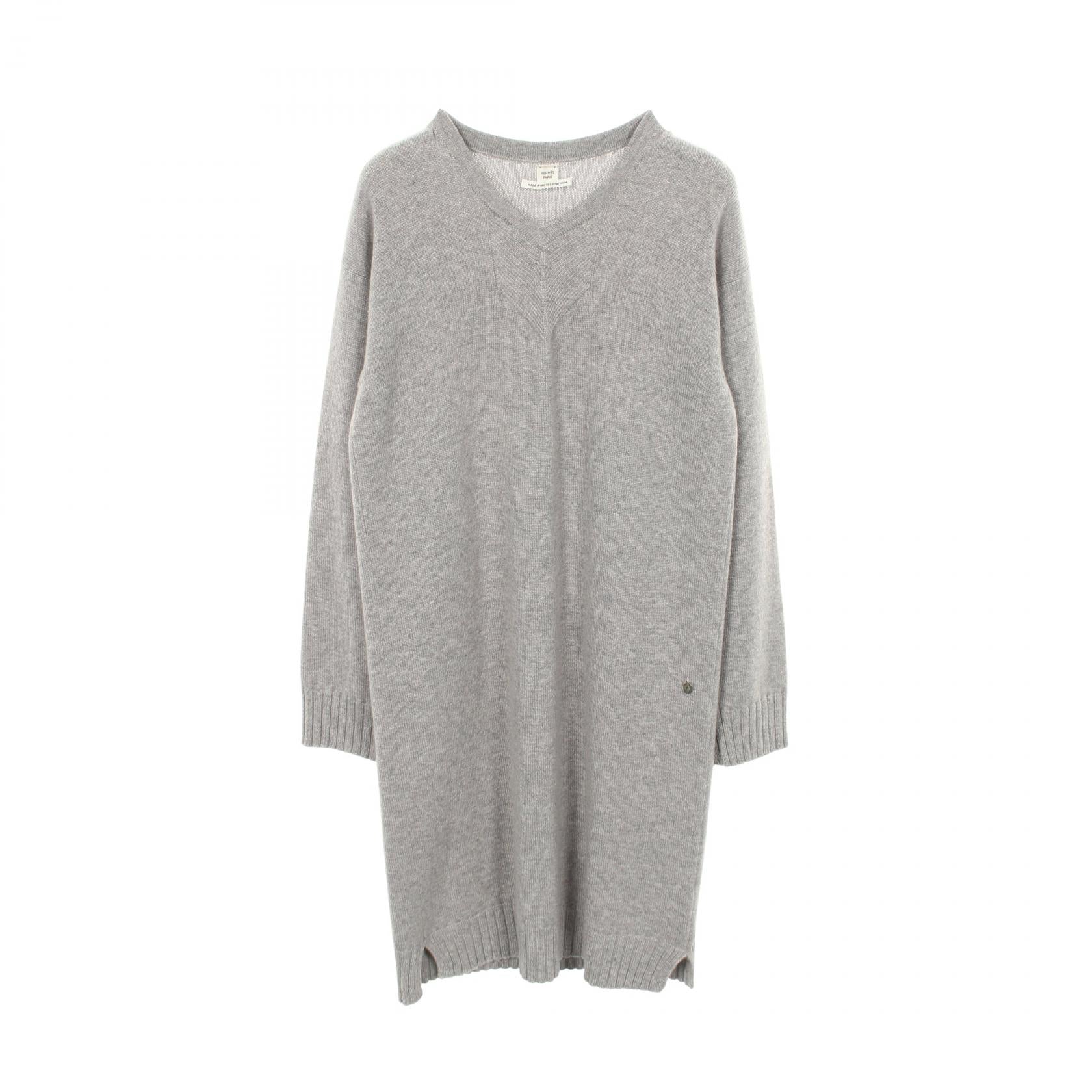 エルメス Vネックワンピース カシミヤ ワンピース36