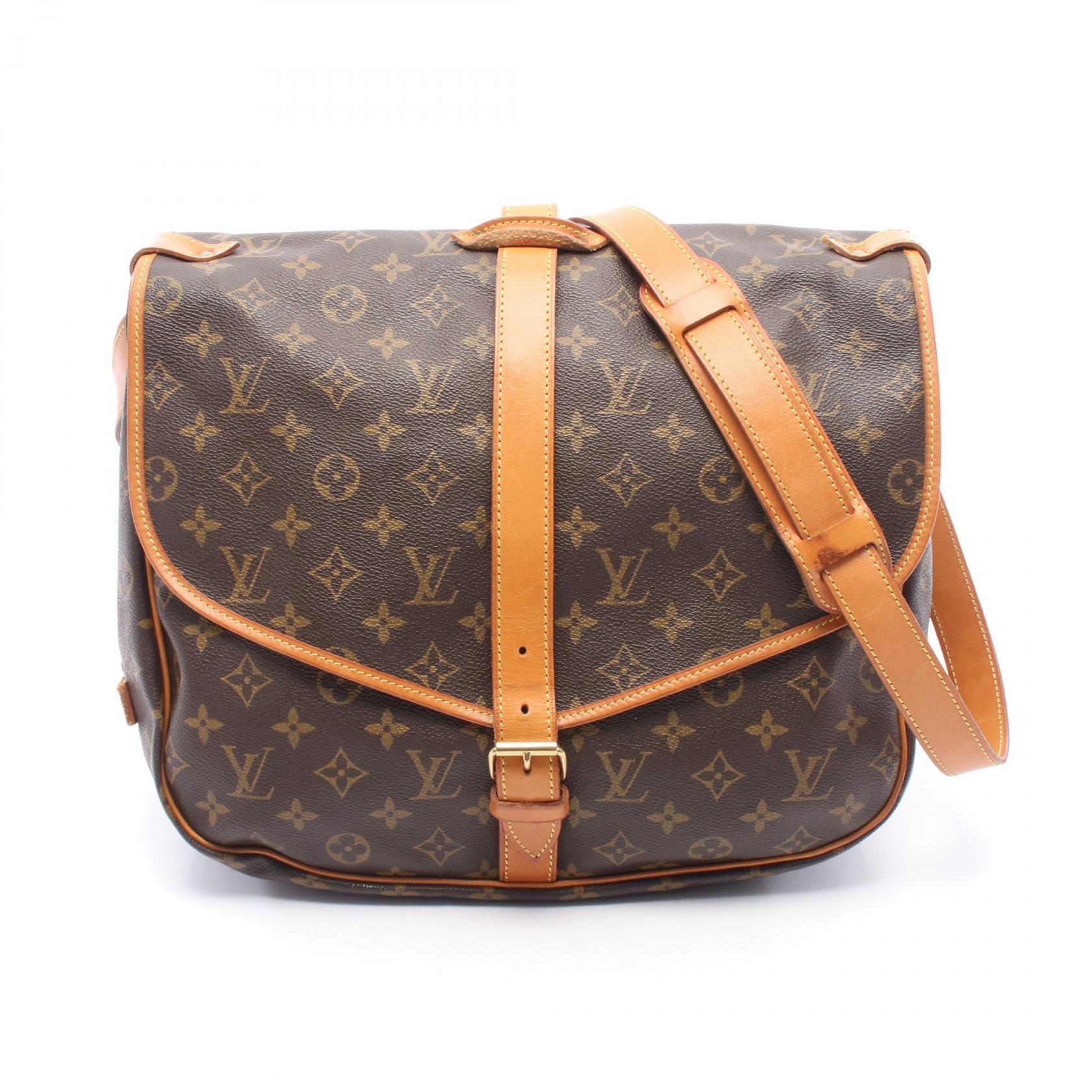 ルイヴィトン ソミュール35 モノグラム コーティングキャンバス ショルダーバッグ