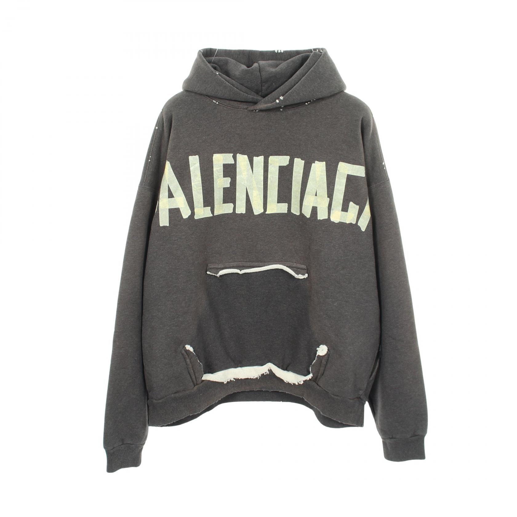 バレンシアガ TAPE TYPE RIPPED POCKET HOODIE コットンパーカー
