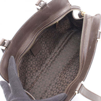 セリーヌ Cマカダム キャンバス レザー ハンドバッグ