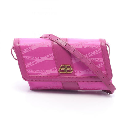 バレンシアガ MONOGRAM SHIFT WALLET ON STRAP キャンバス レザー ショルダーバッグ