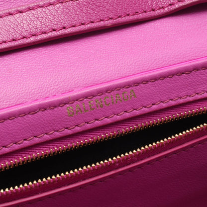 バレンシアガ MONOGRAM SHIFT WALLET ON STRAP キャンバス レザー ショルダーバッグ