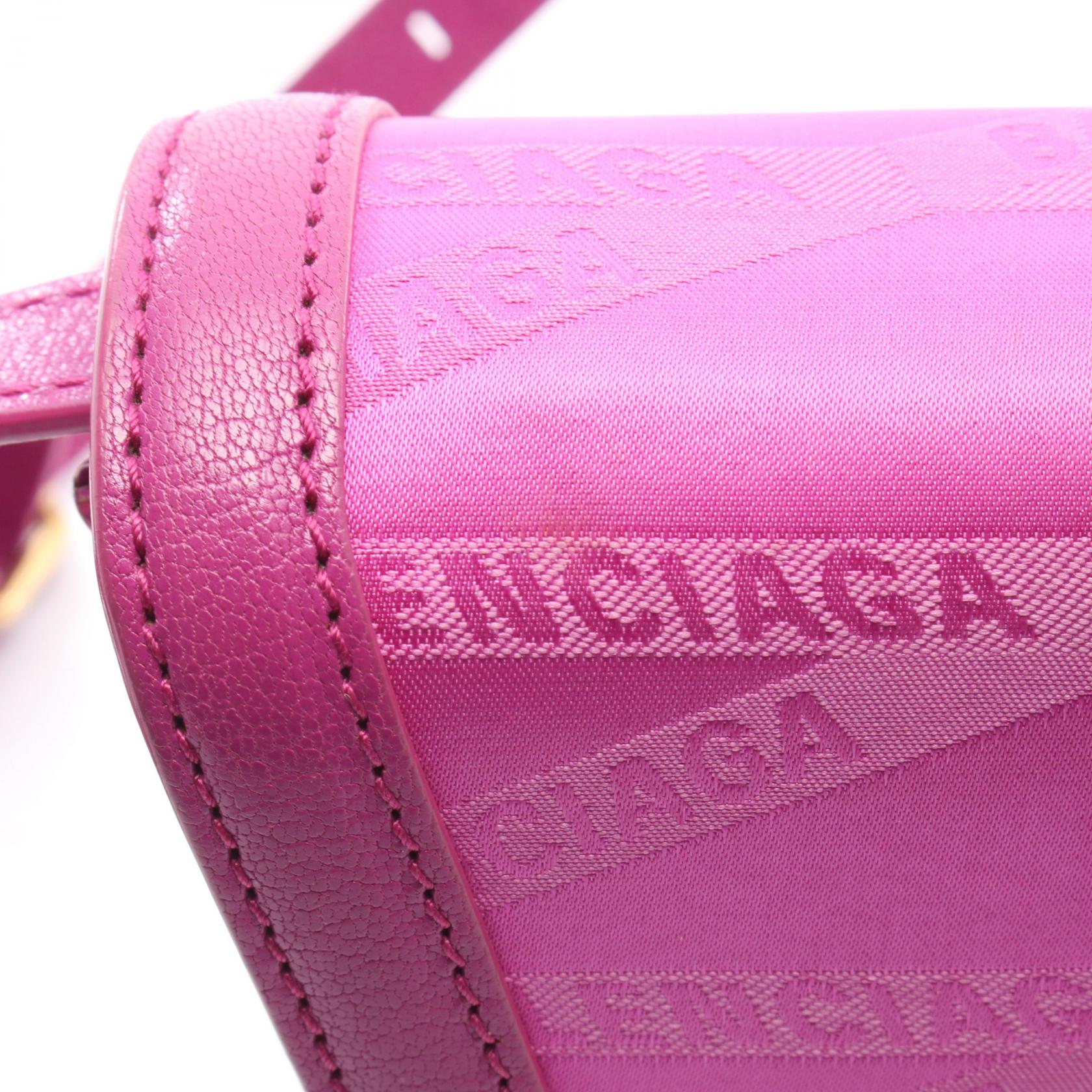 バレンシアガ MONOGRAM SHIFT WALLET ON STRAP キャンバス レザー ショルダーバッグ