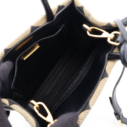 プラダ TRIANGOLO JACQUARD サフィアーノレザー 2wayハンドバッグ
