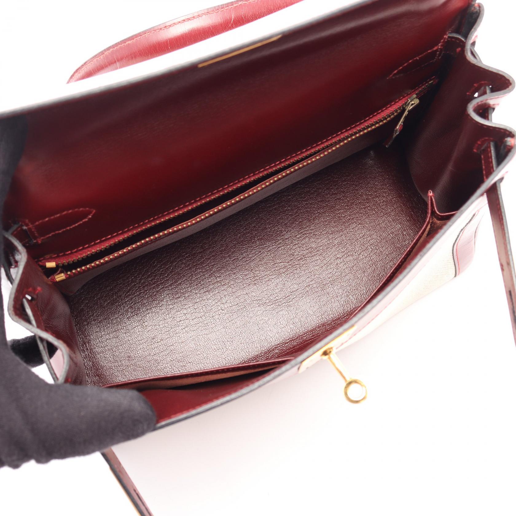 エルメス ケリー28 トワルアッシュ ボックスカーフ