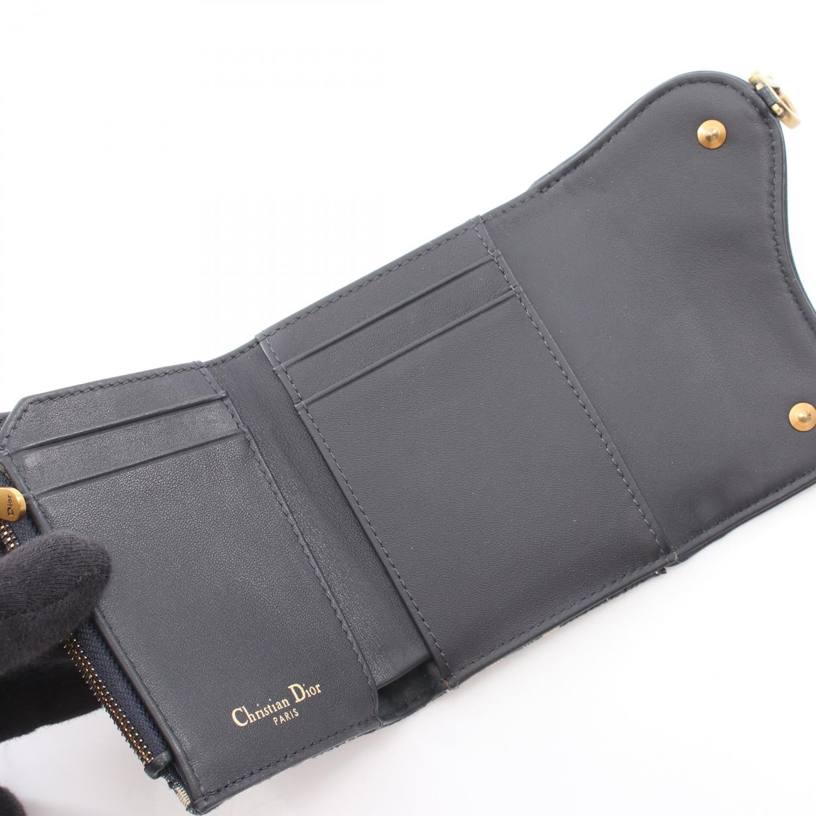 ディオール Saddle Lotus キャンバス三つ折り財布
