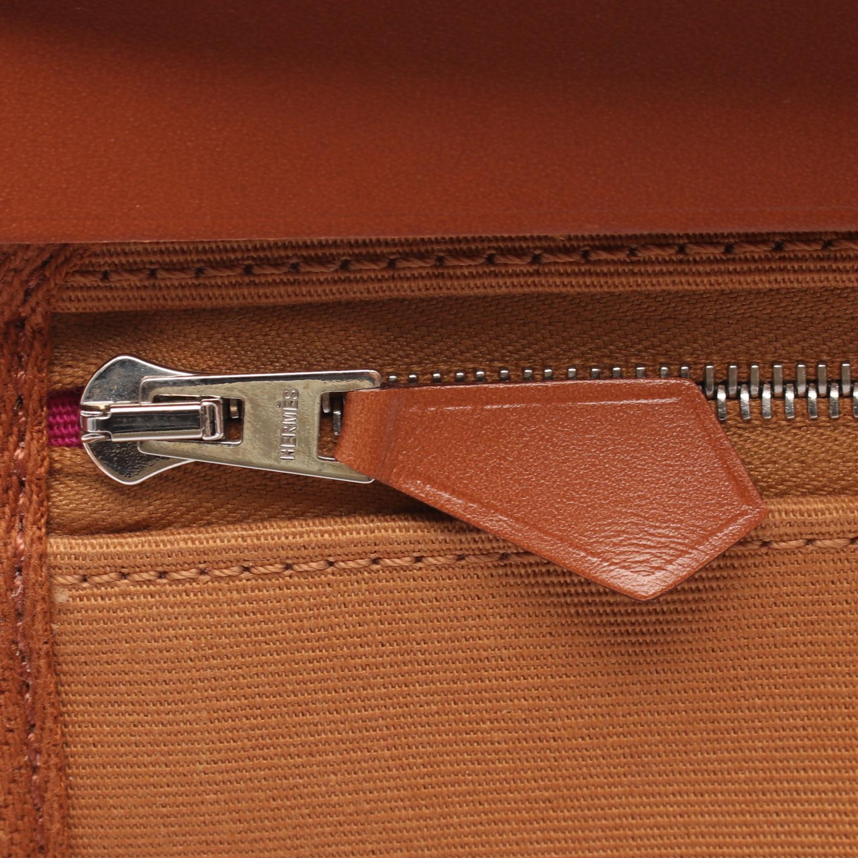 エルメス エールバッグジップPM トワルオフィシエ ヴァッシュハンター ハンドバッグ