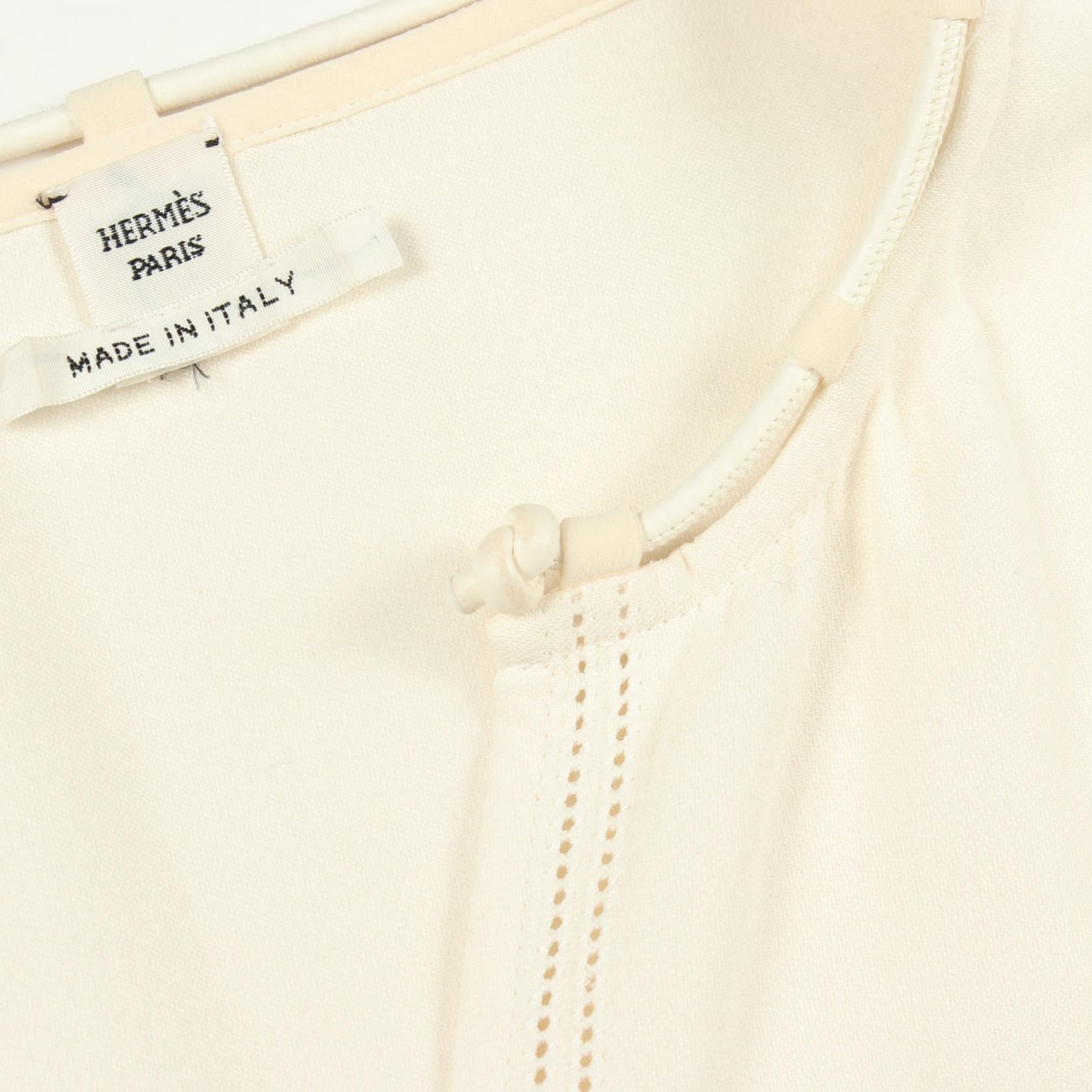 エルメス 七分袖フリルシルクコットンワンピース