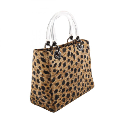 ディオール LADY DIOR レオパード キャンバス2wayハンドバッグ