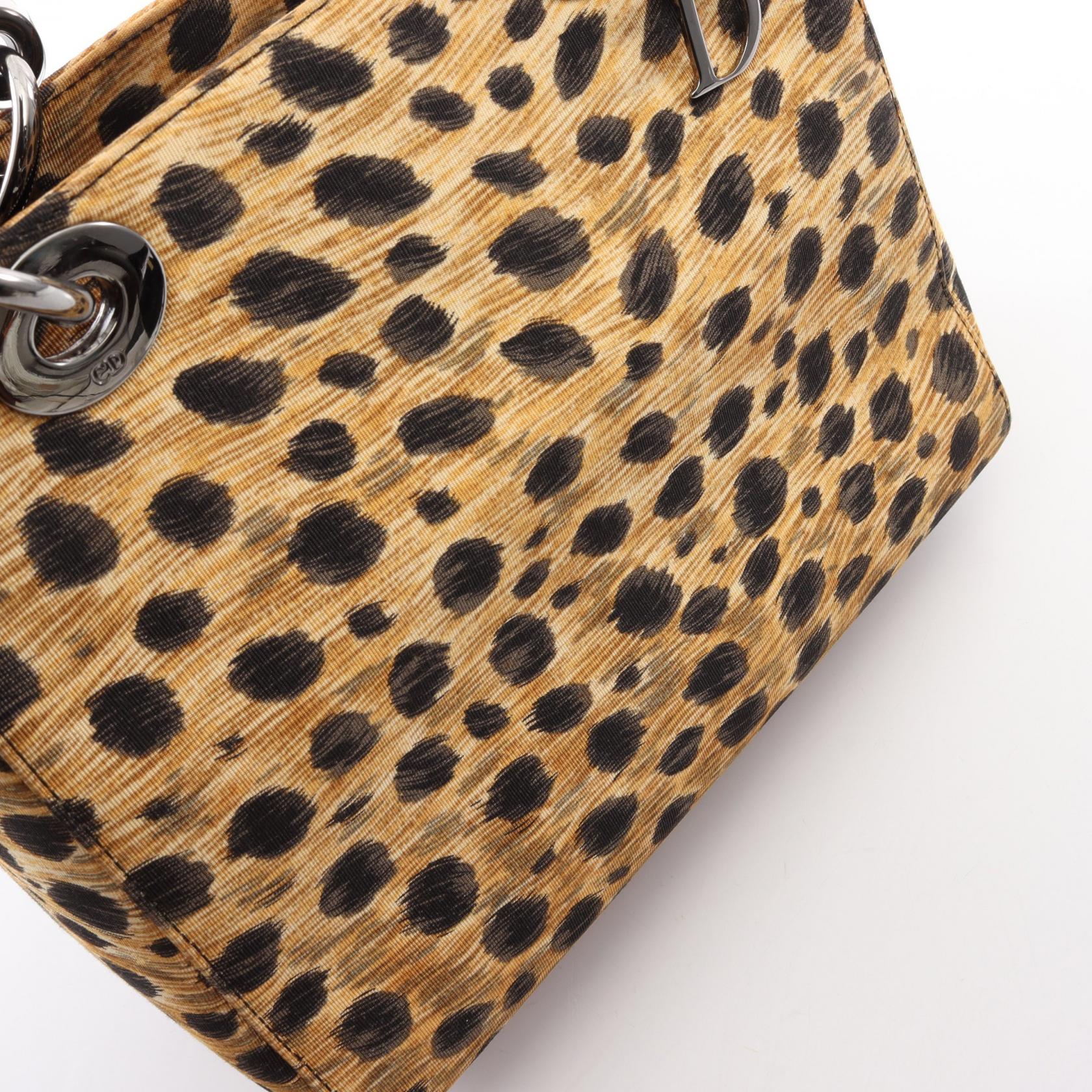 ディオール LADY DIOR レオパード キャンバス2wayハンドバッグ