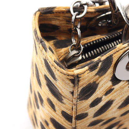 ディオール LADY DIOR レオパード キャンバス2wayハンドバッグ