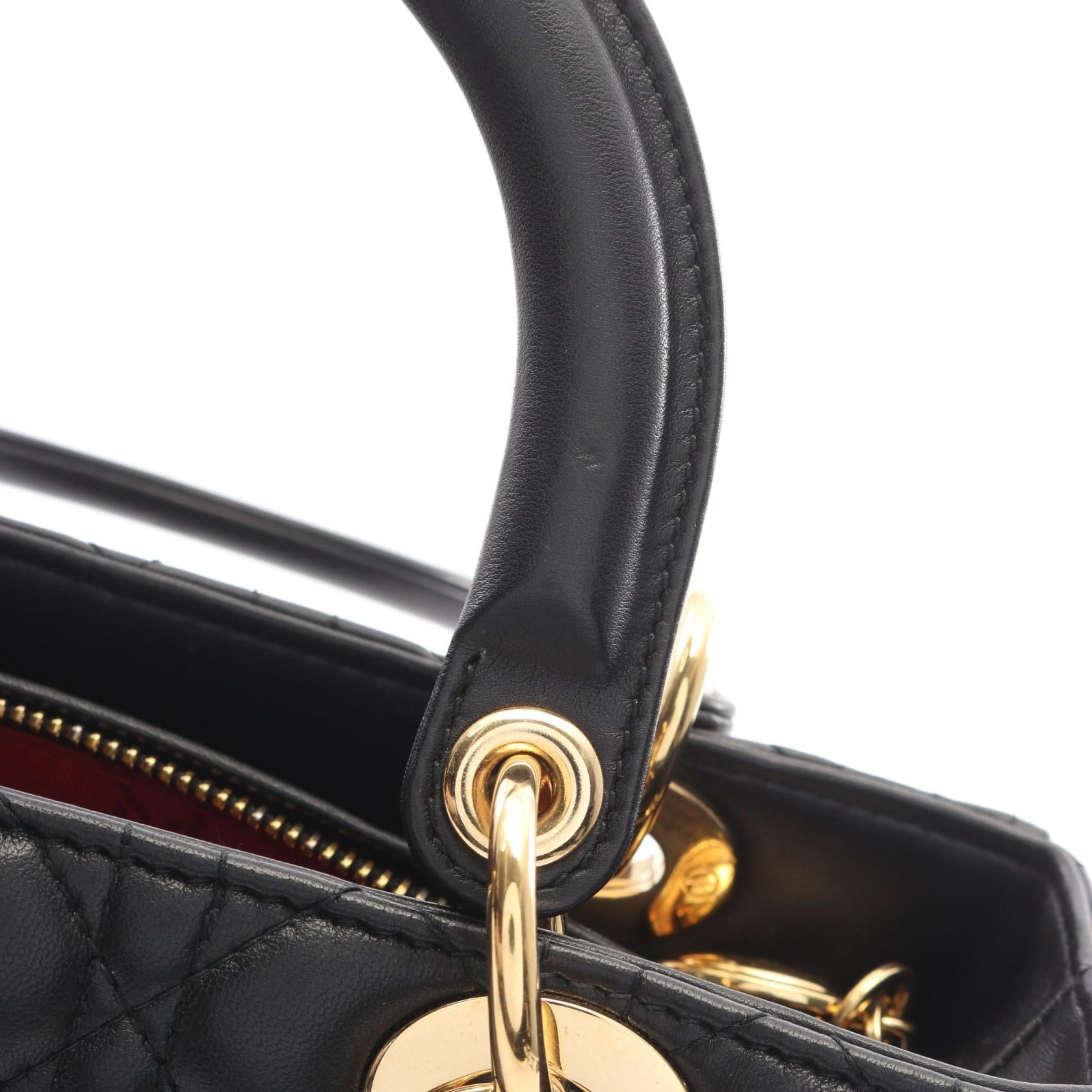 ディオール LADY DIOR レザー ハンドバッグ