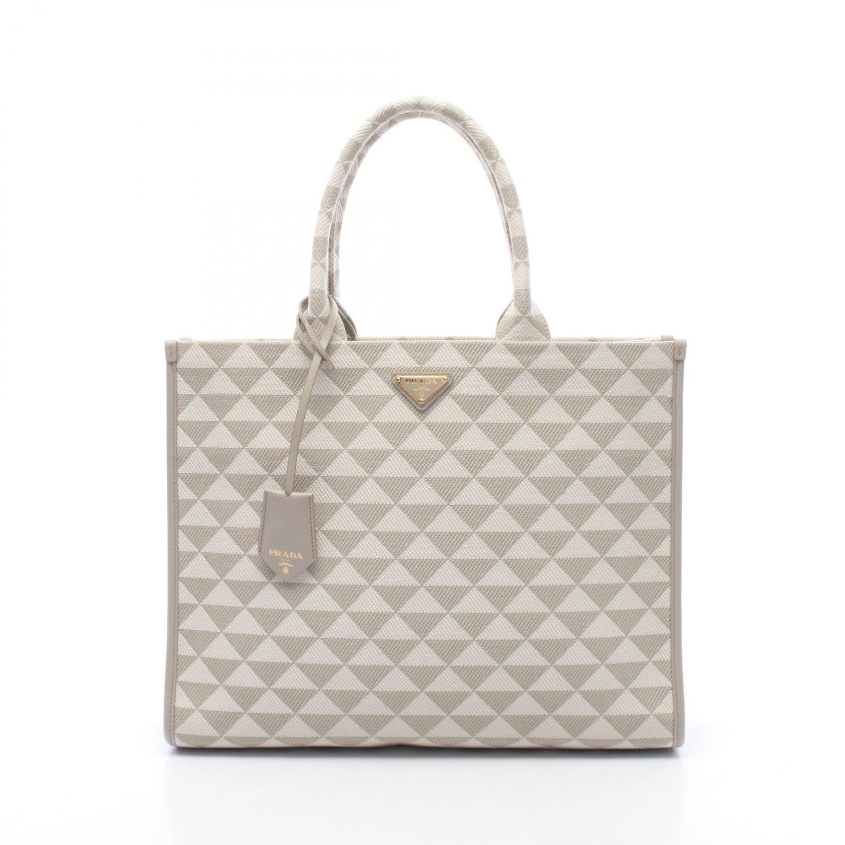 プラダ TRIANGOLO JACQUARD シンボルエンブロイダリー キャンバストートバッグ