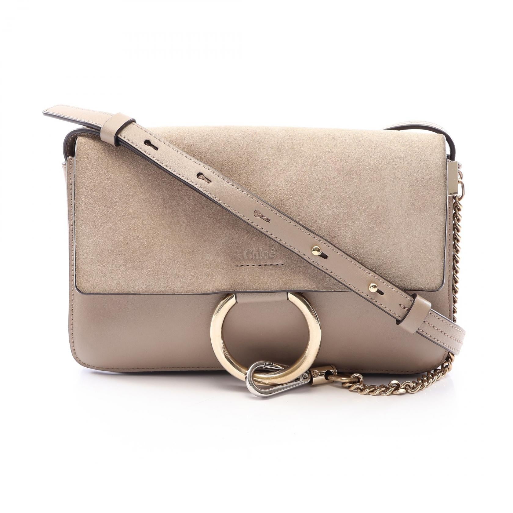 クロエ FAYE レザースエードショルダーバッグ