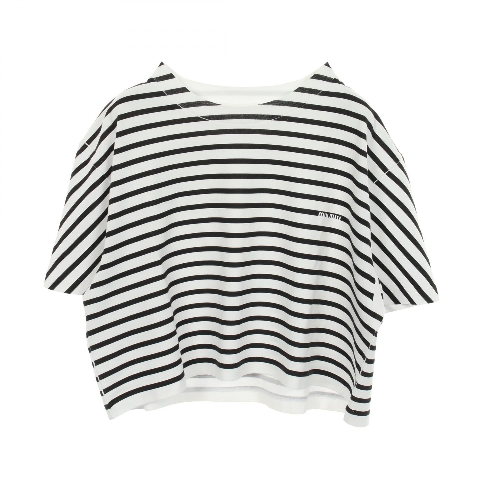 ミュウミュウ コットン クロップドTシャツ