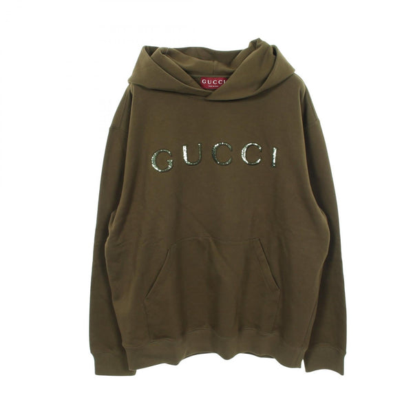 グッチ スパンコールロゴ コットンフーディ