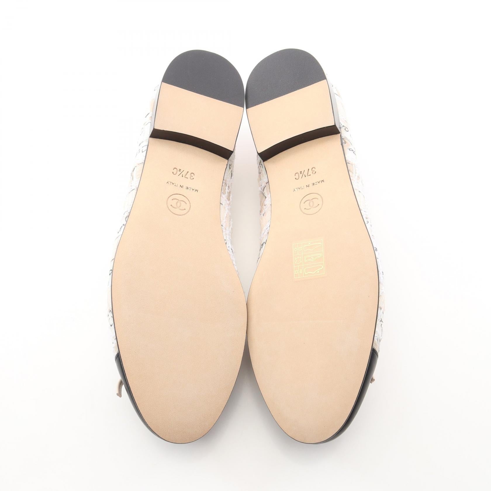 シャネル BALLERINA レザー ファブリック パンプス