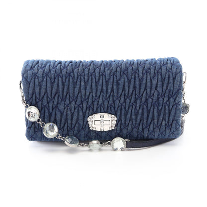 ミュウミュウ DENIM CRYSTAL レザーショルダーバッグ
