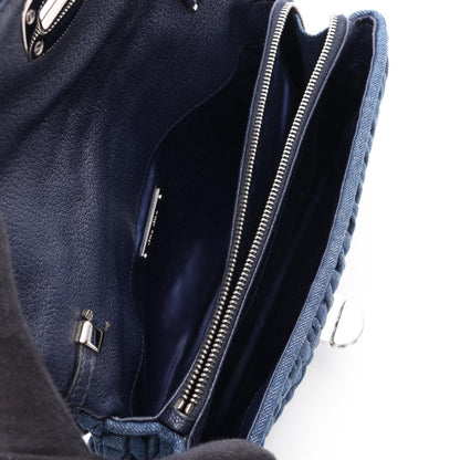 ミュウミュウ DENIM CRYSTAL レザーショルダーバッグ