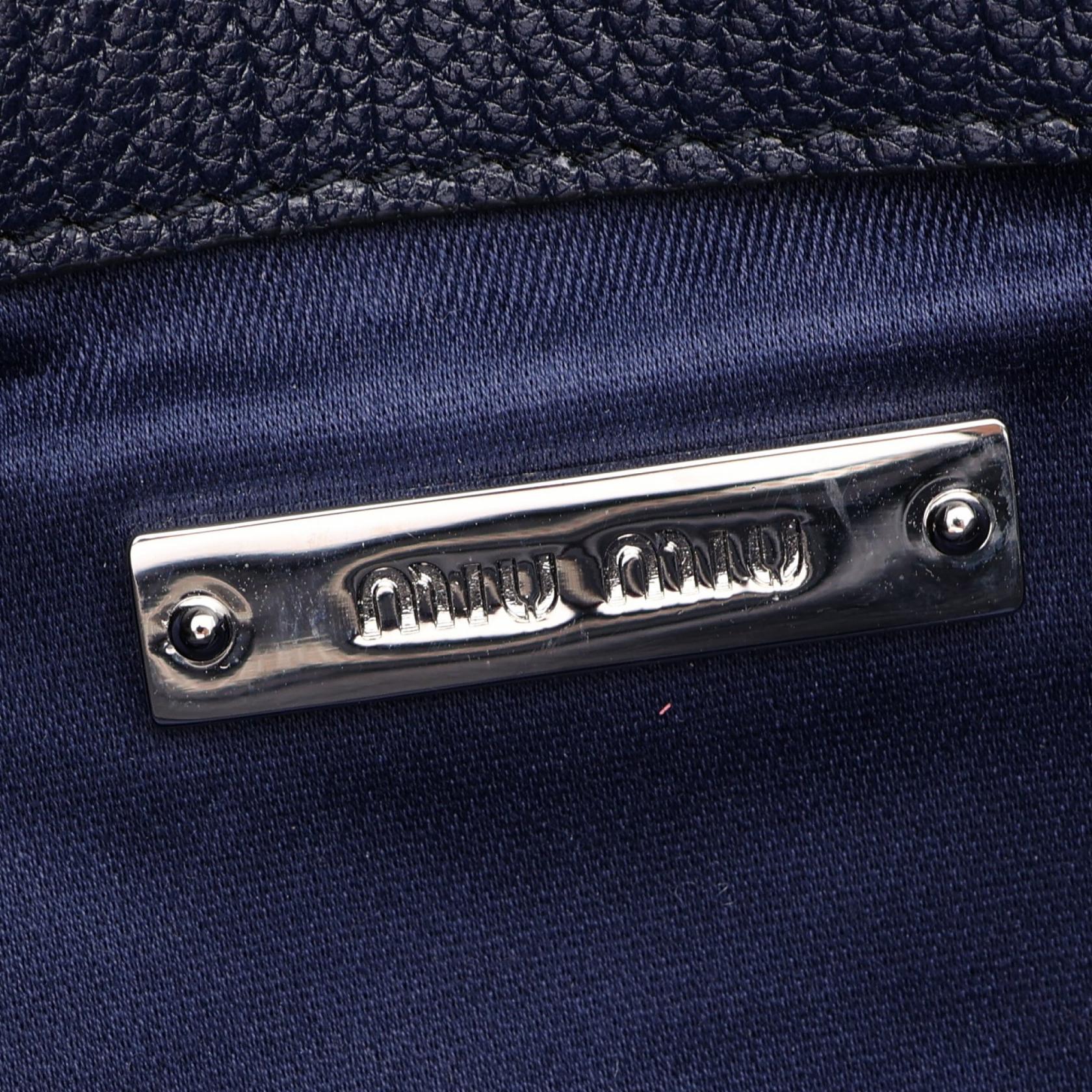 ミュウミュウ DENIM CRYSTAL レザーショルダーバッグ