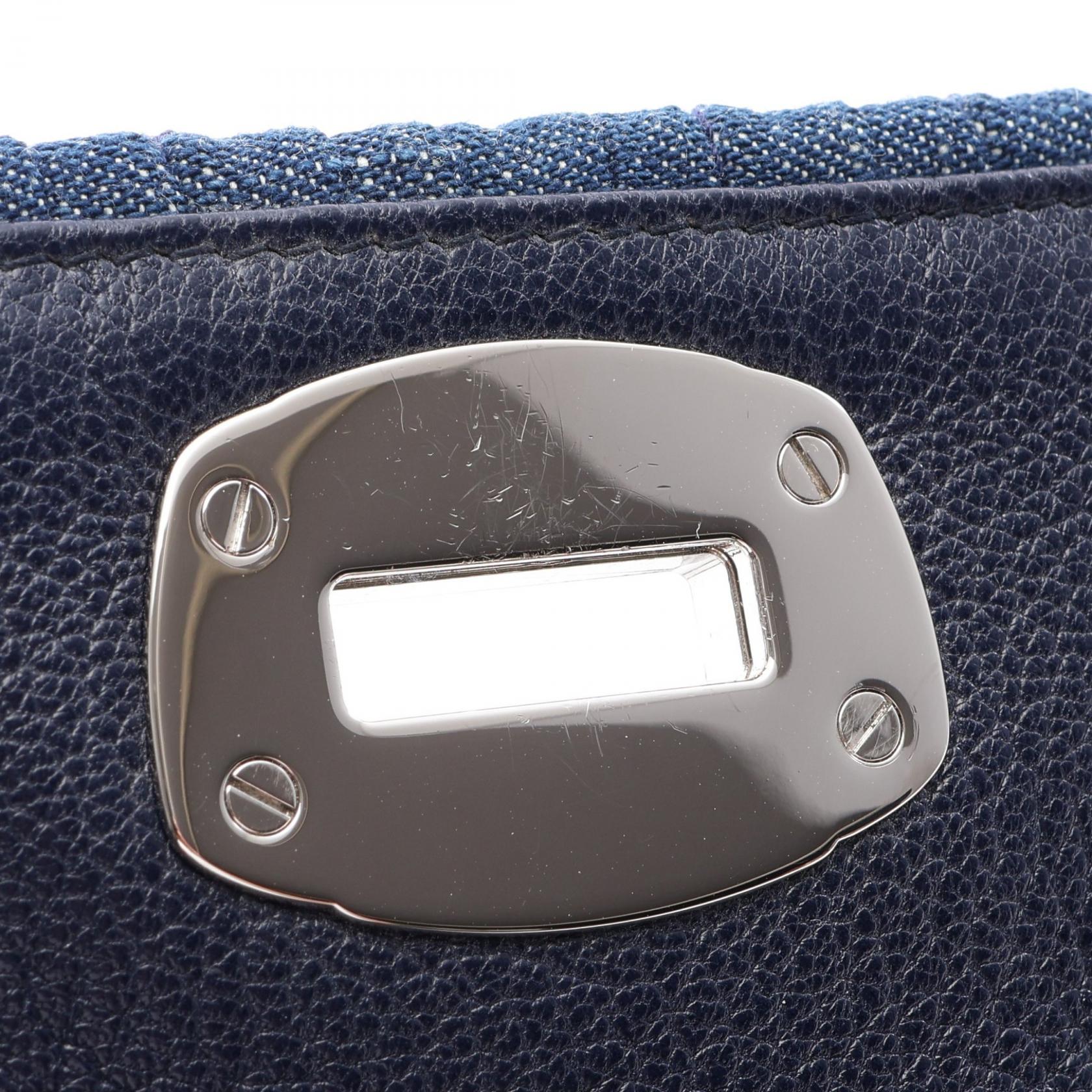 ミュウミュウ DENIM CRYSTAL レザーショルダーバッグ