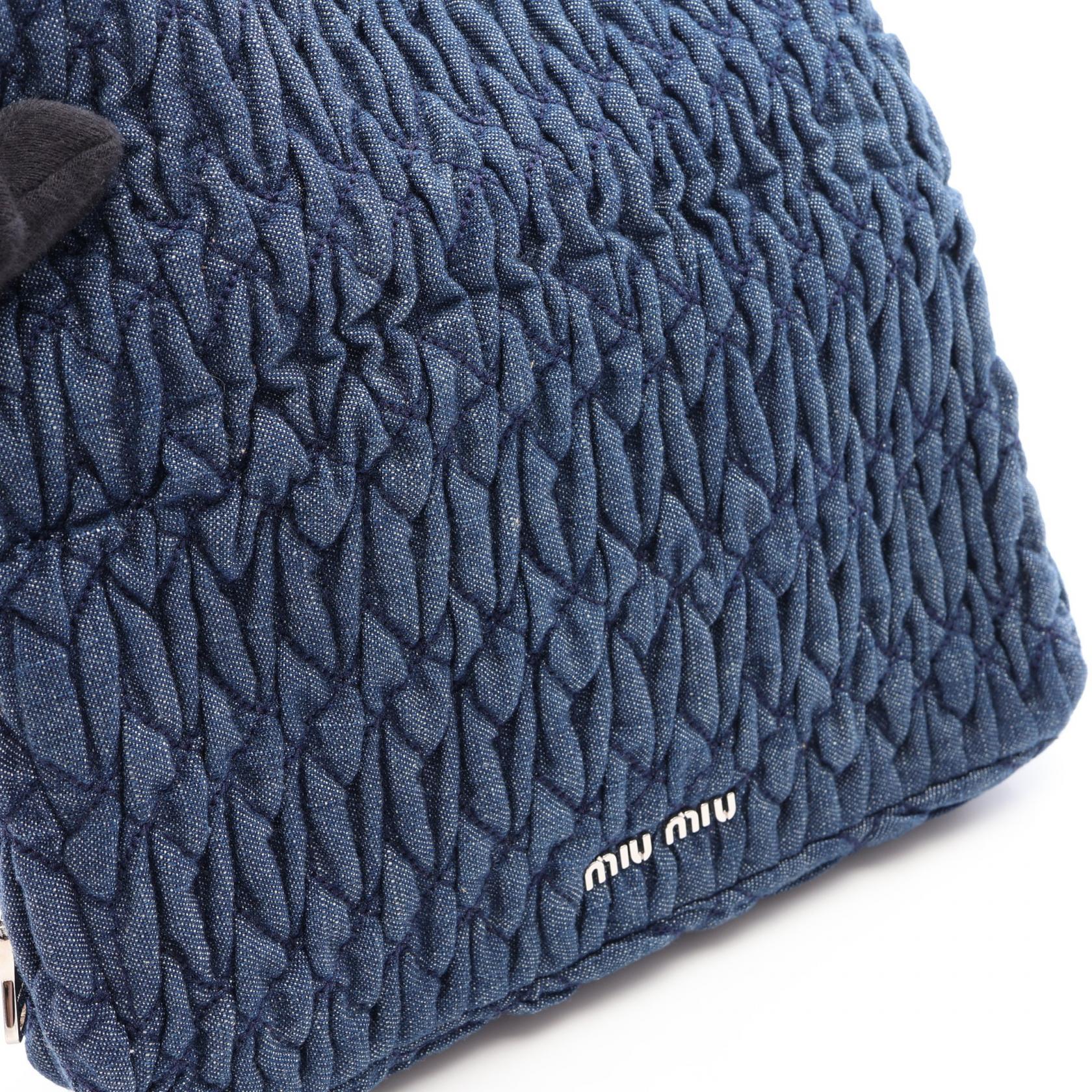 ミュウミュウ DENIM CRYSTAL レザーショルダーバッグ