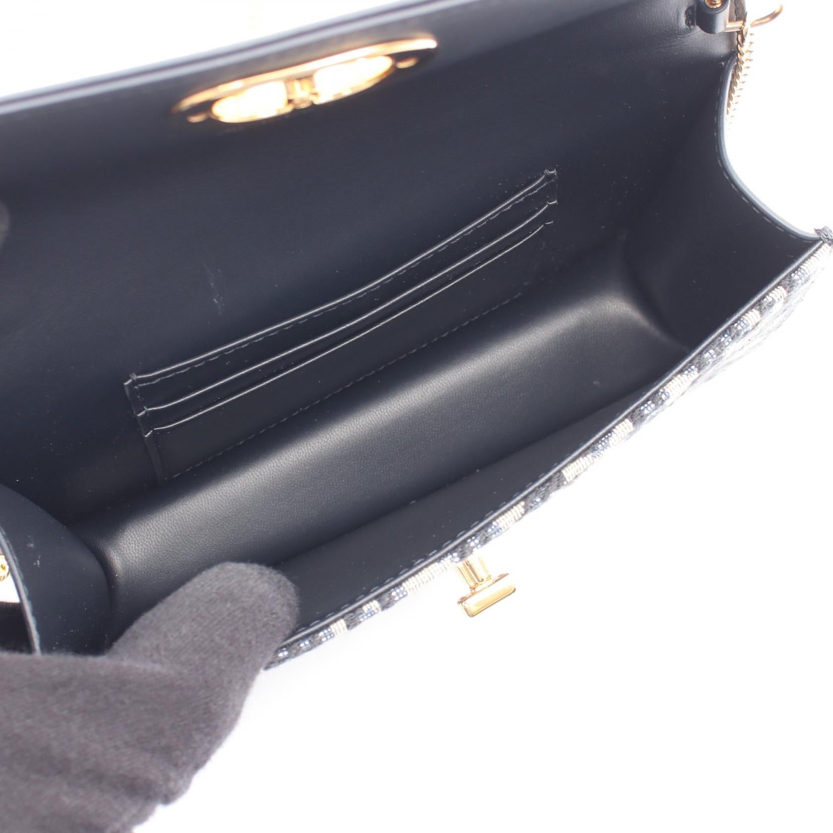 ディオール MISS CARO オブリーク ジャカード キャンバス レザー ショルダーバッグ