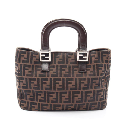フェンディ ズッカ キャンバス レザー ハンドバッグ