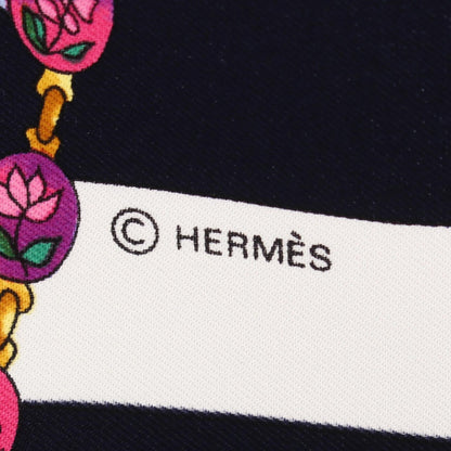 エルメス カレ90 Parmi les fleurs je compte les heures シルクスカーフ