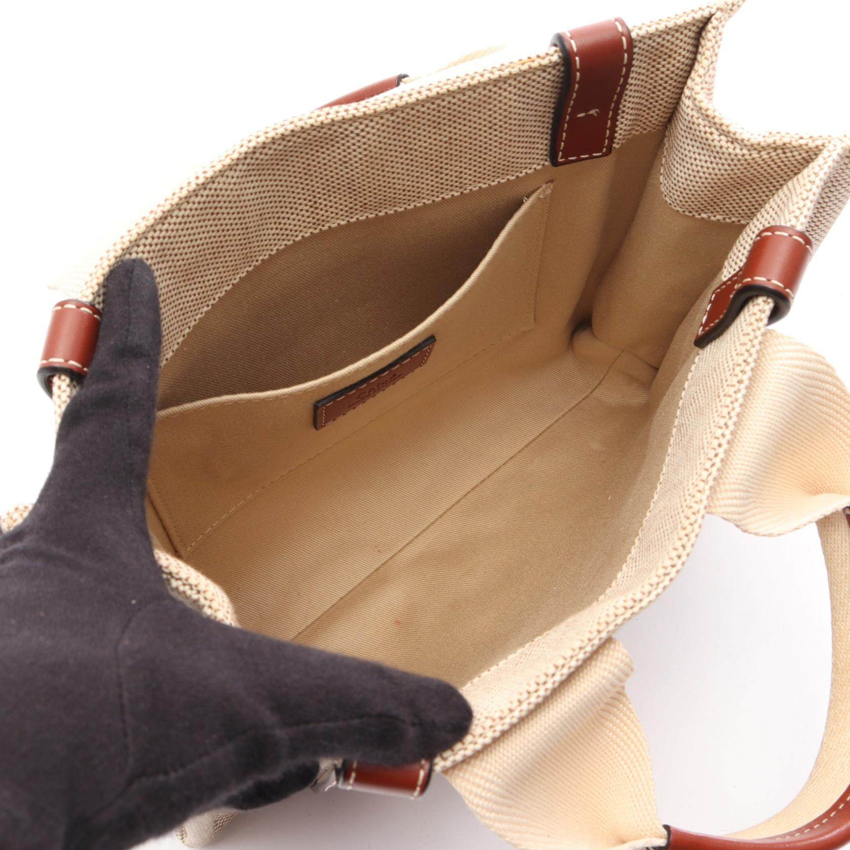 クロエ WOODY スモールトートバッグ キャンバス レザー