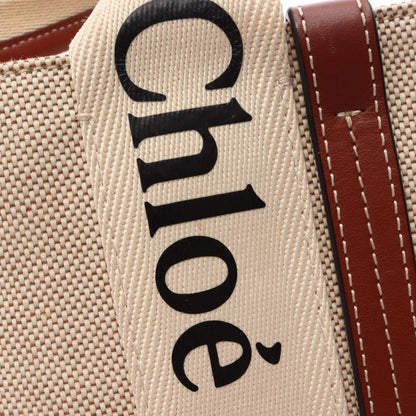 クロエ WOODY スモールトートバッグ キャンバス レザー