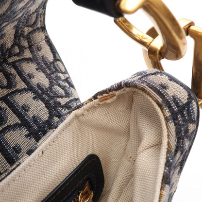 ディオール SADDLE オブリーク キャンバス レザー ハンドバッグ