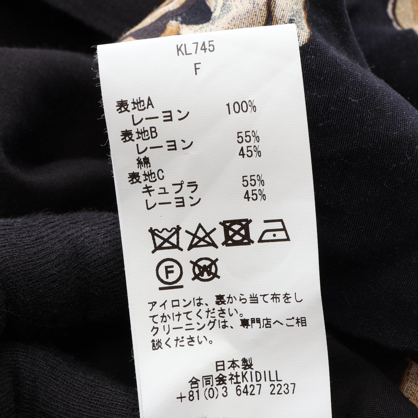 キディル THREE PANEL SHIRT SKULL PRINT PATTERN レーヨン コットン シャツ