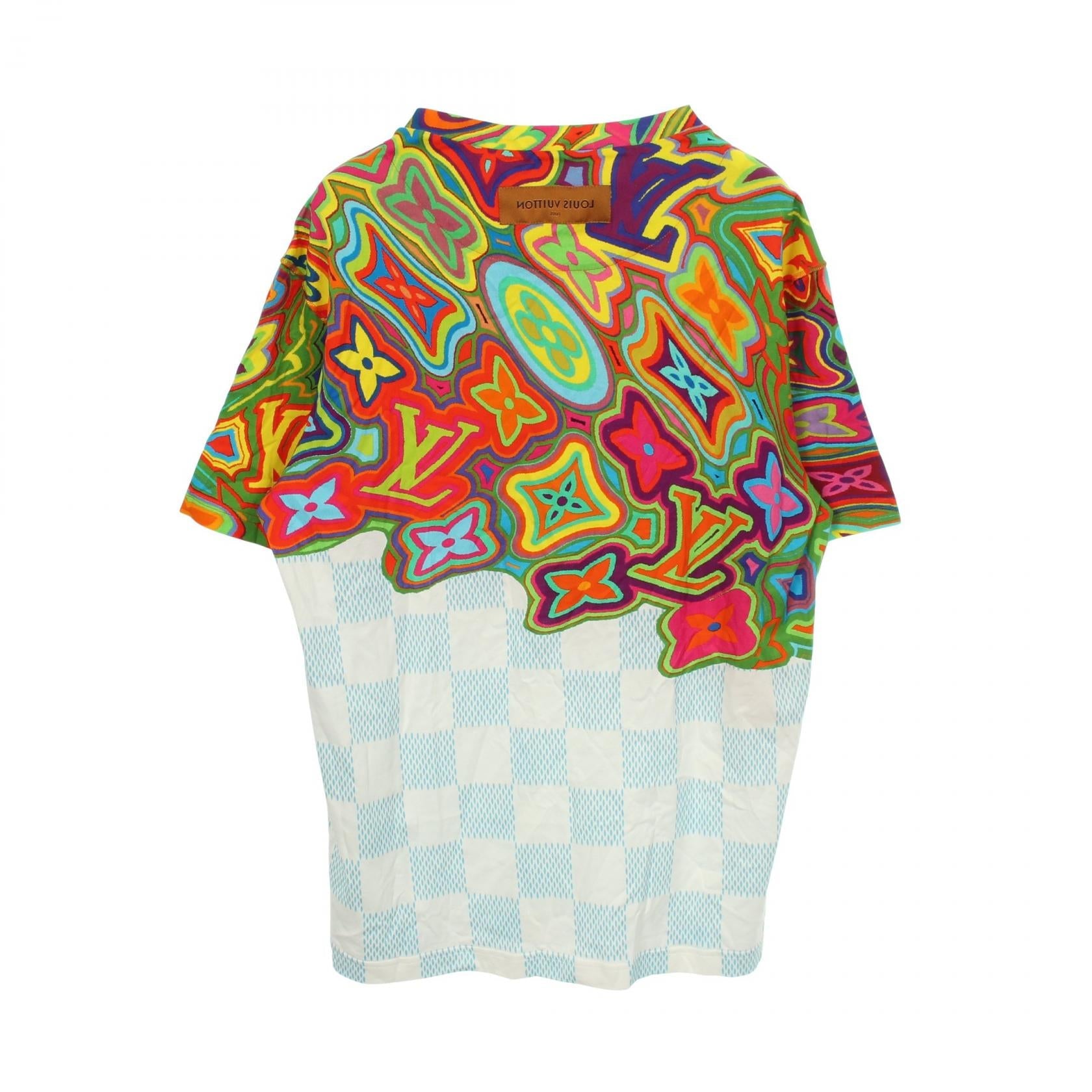 ルイヴィトン プリンテッドダミエLV コットン 半袖Tシャツ