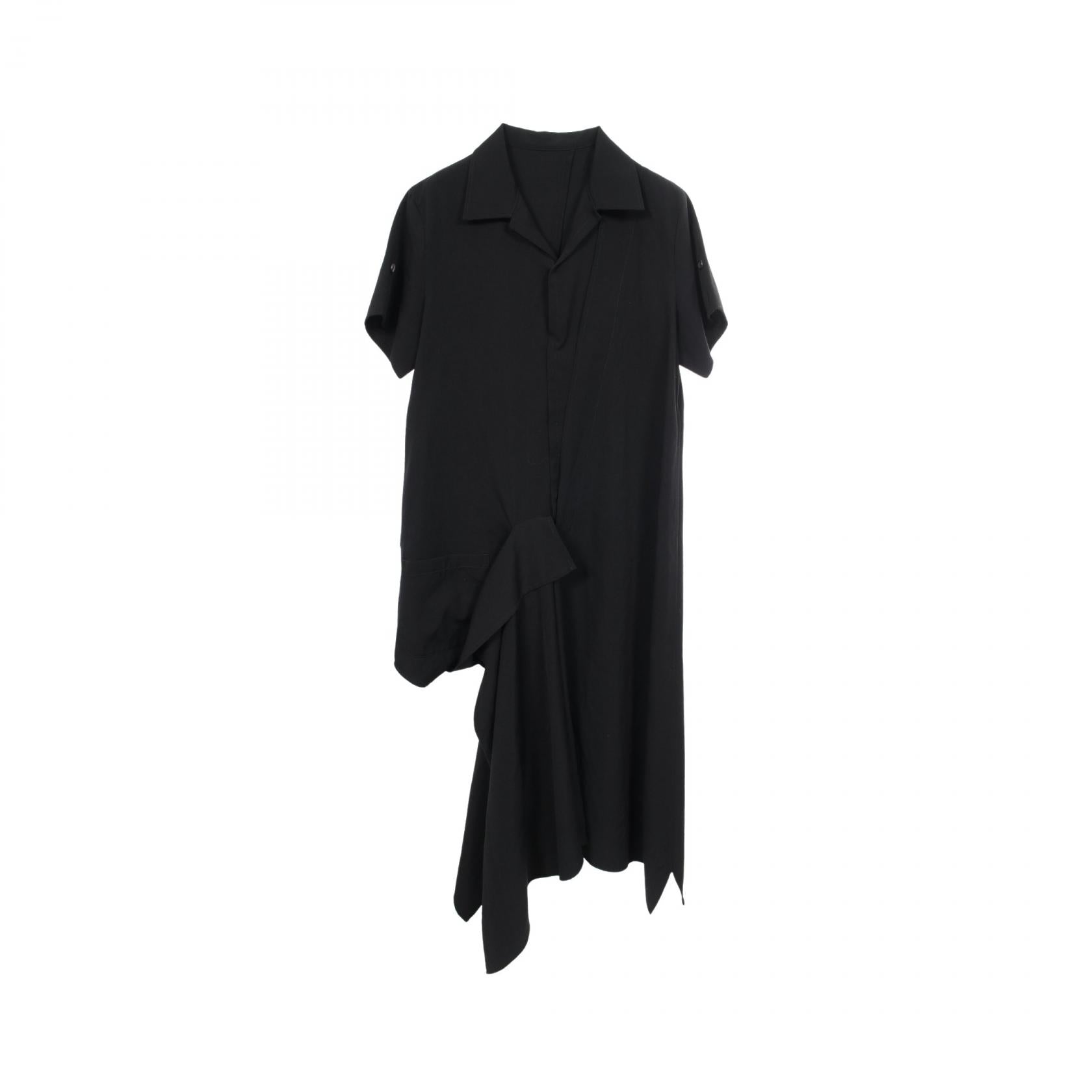 ヨウジヤマモト GABARDINE R DRAPED SHIRT DRESS ワンピース
