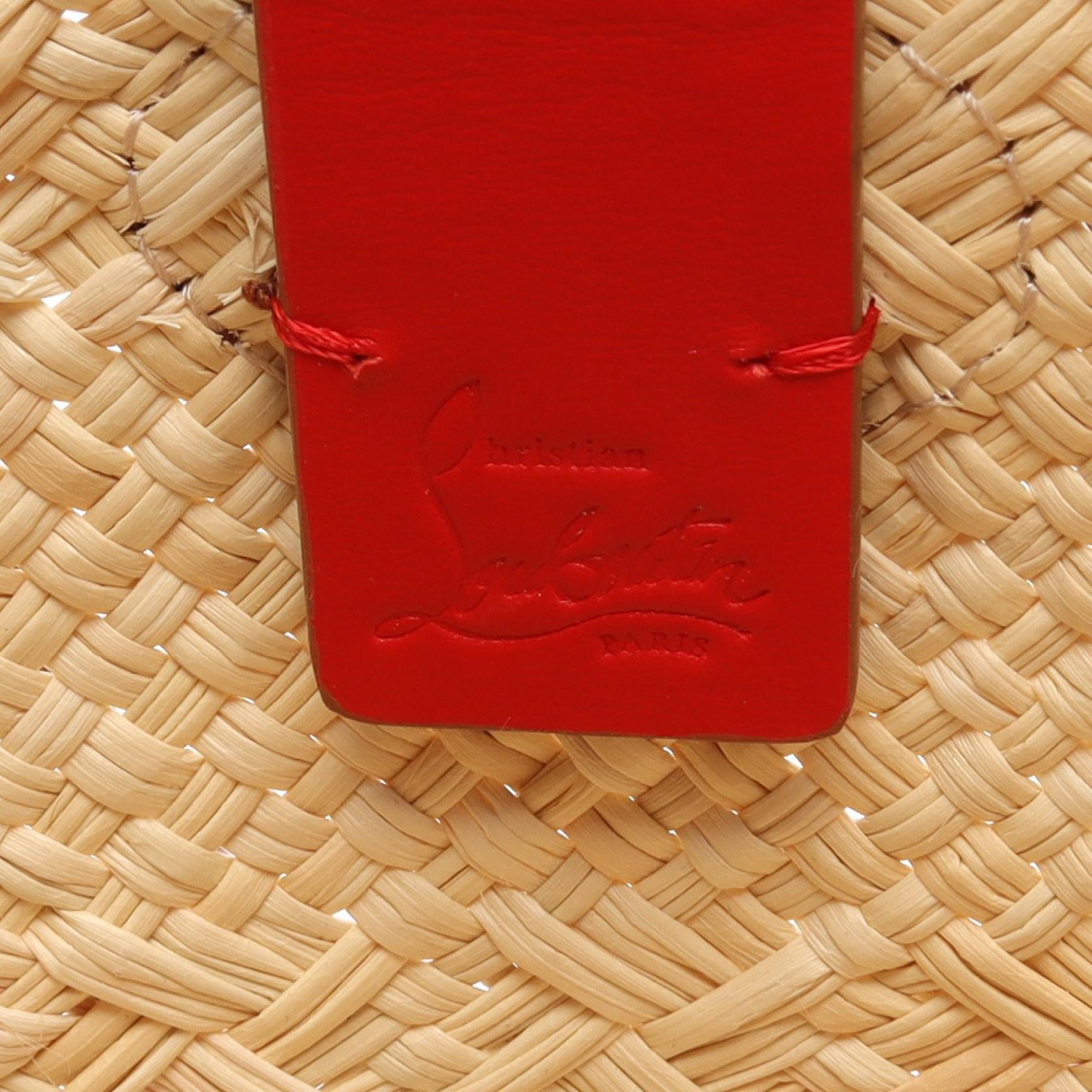クリスチャンルブタン CABATA MINI レザー ラフィア 2wayハンドバッグ