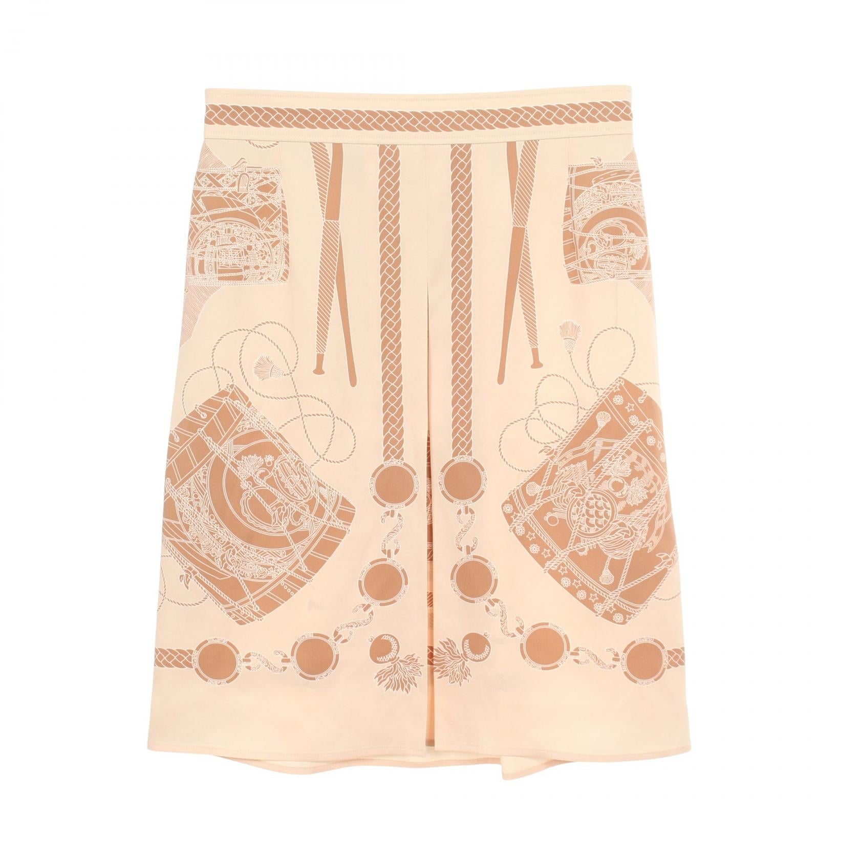 エルメス LES TAMBOURS シルクスカート36