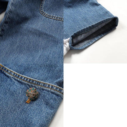 シャネル ココ マーク ボタン コットン デニム パンツ