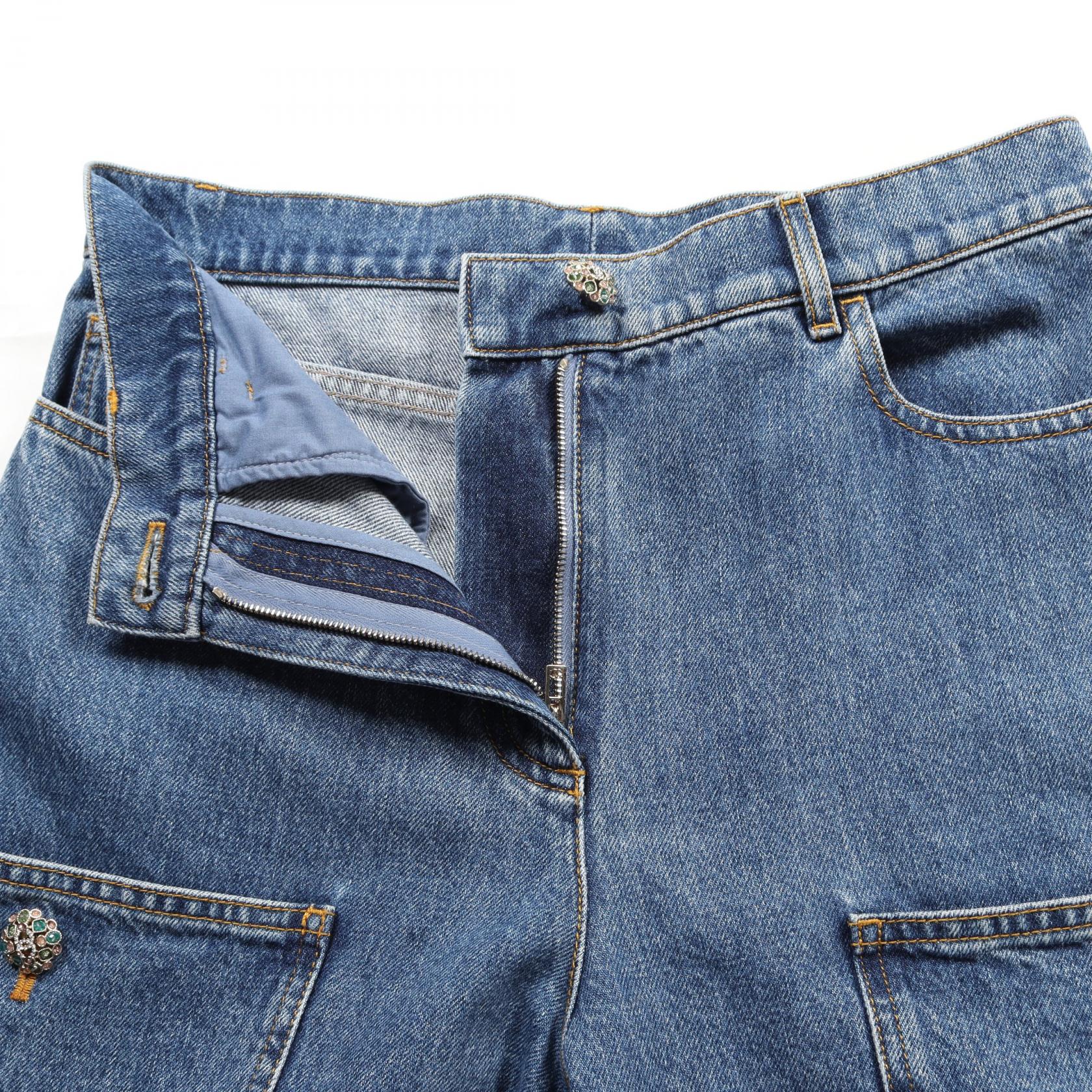 シャネル ココ マーク ボタン コットン デニム パンツ