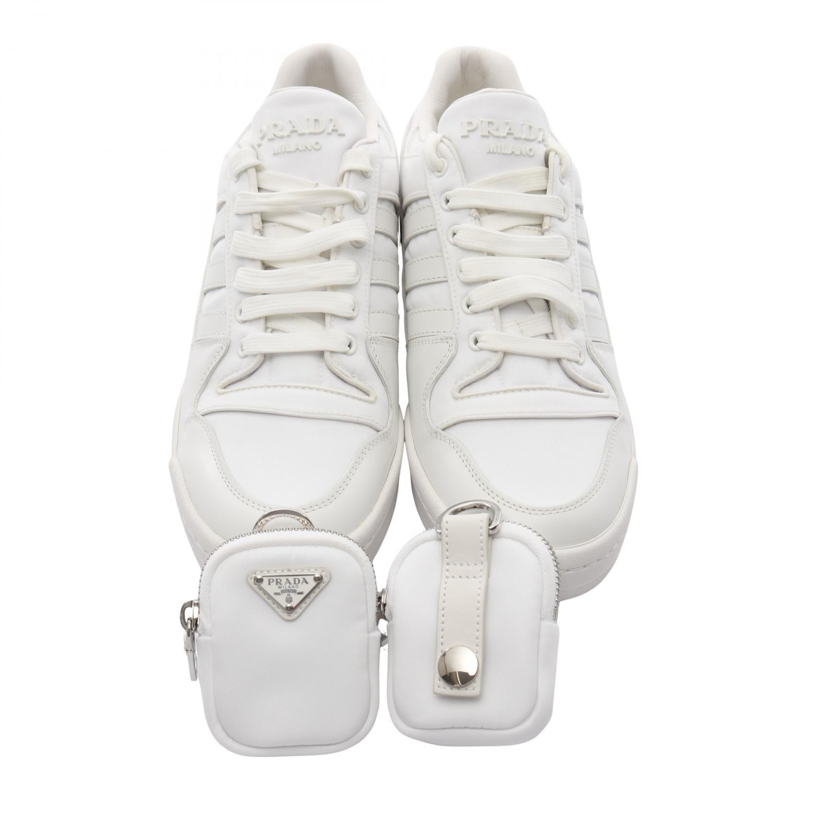 プラダ Re-Nylon FORUM LOW レザー ファブリック スニーカー