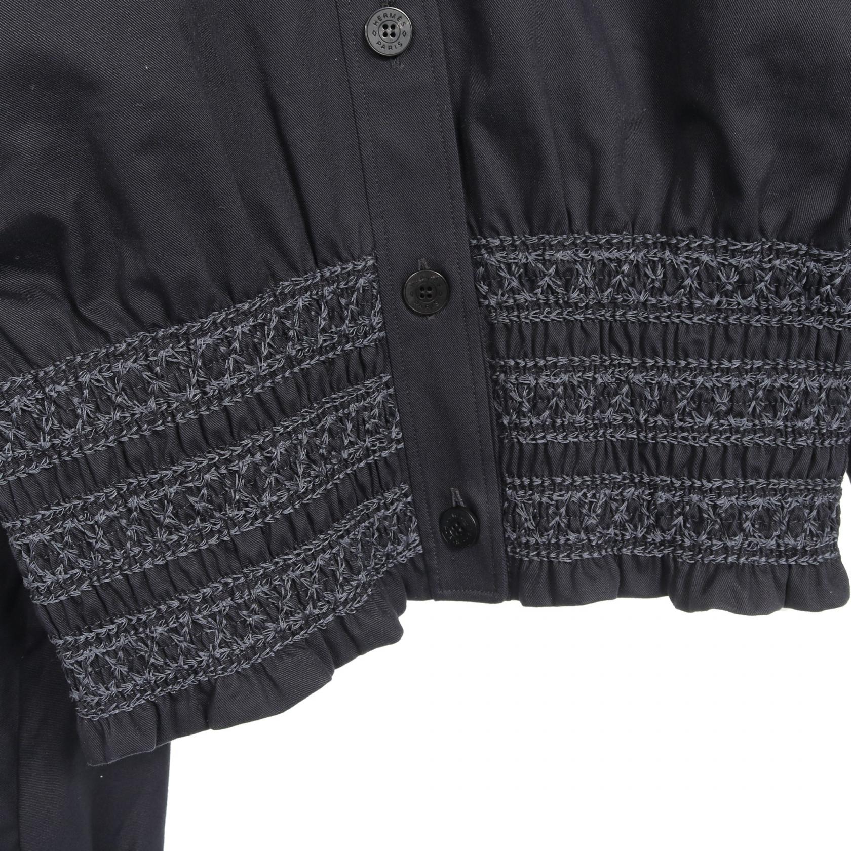 エルメス Veste taille brodee a smocks コットンジャケット