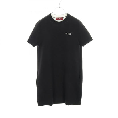 グッチ ロゴインターシャ コットンウールシルクワンピース