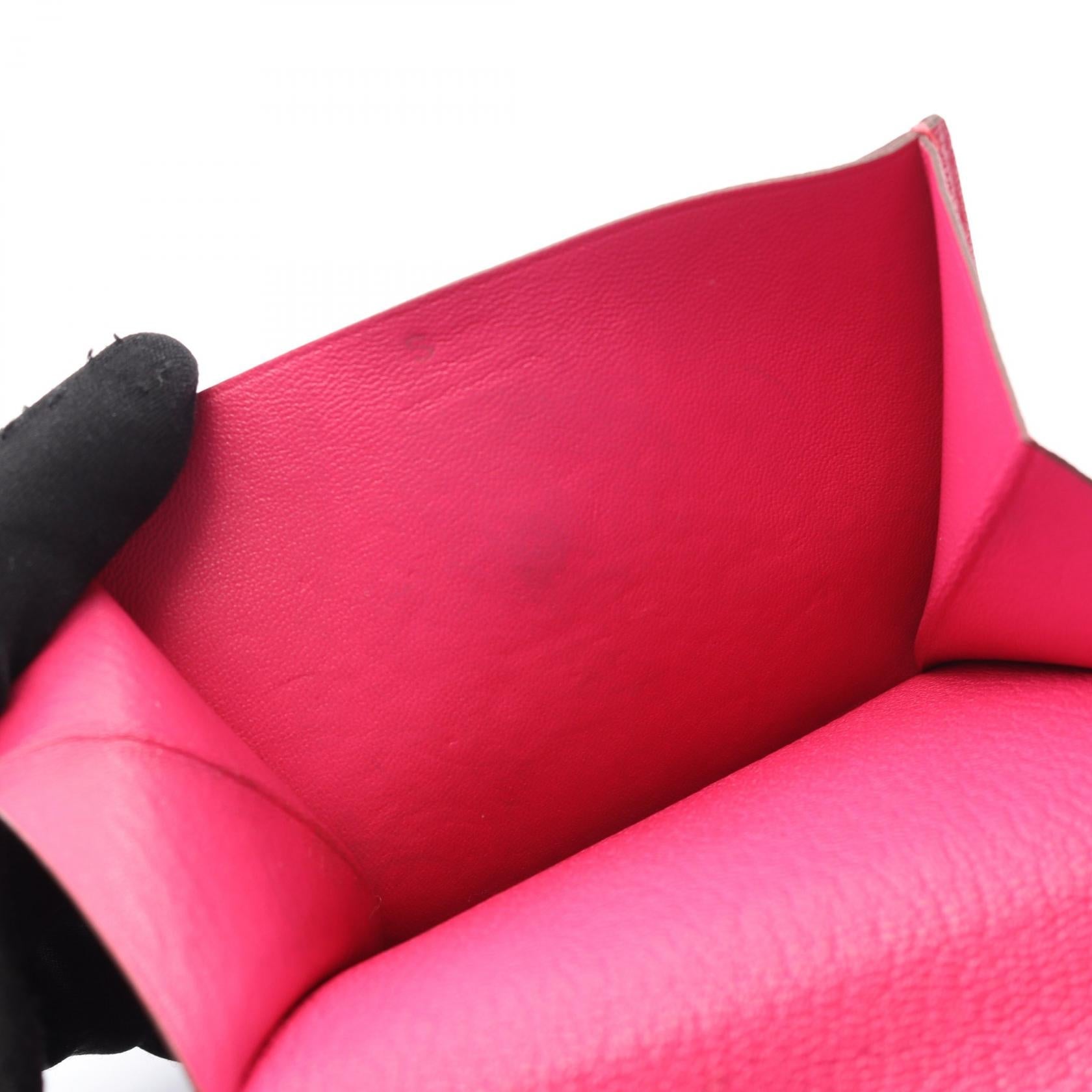 エルメス ティレ ローズ ショッキング シェーブル 三つ折り財布