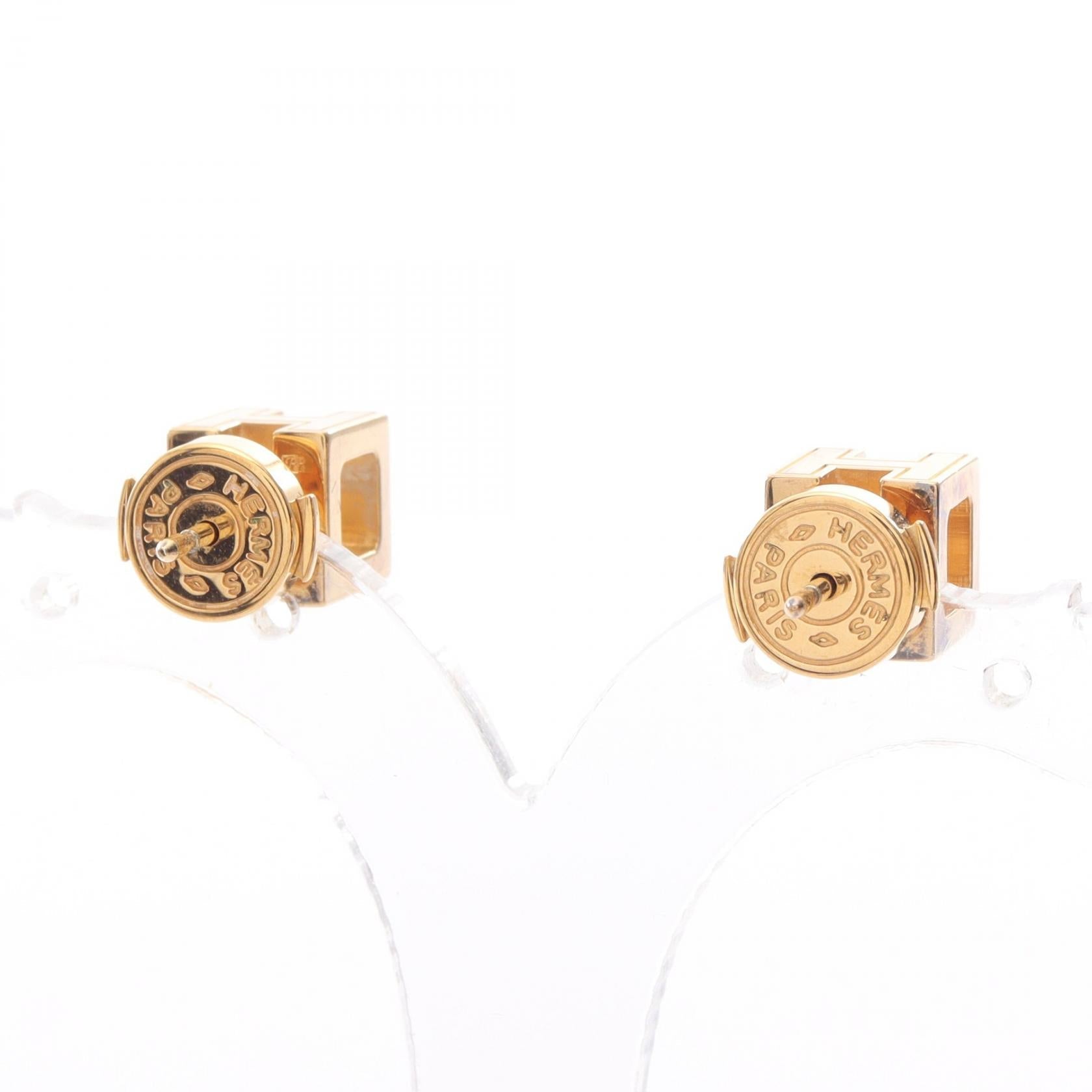 エルメス Caged d'H H キューブ ピアス