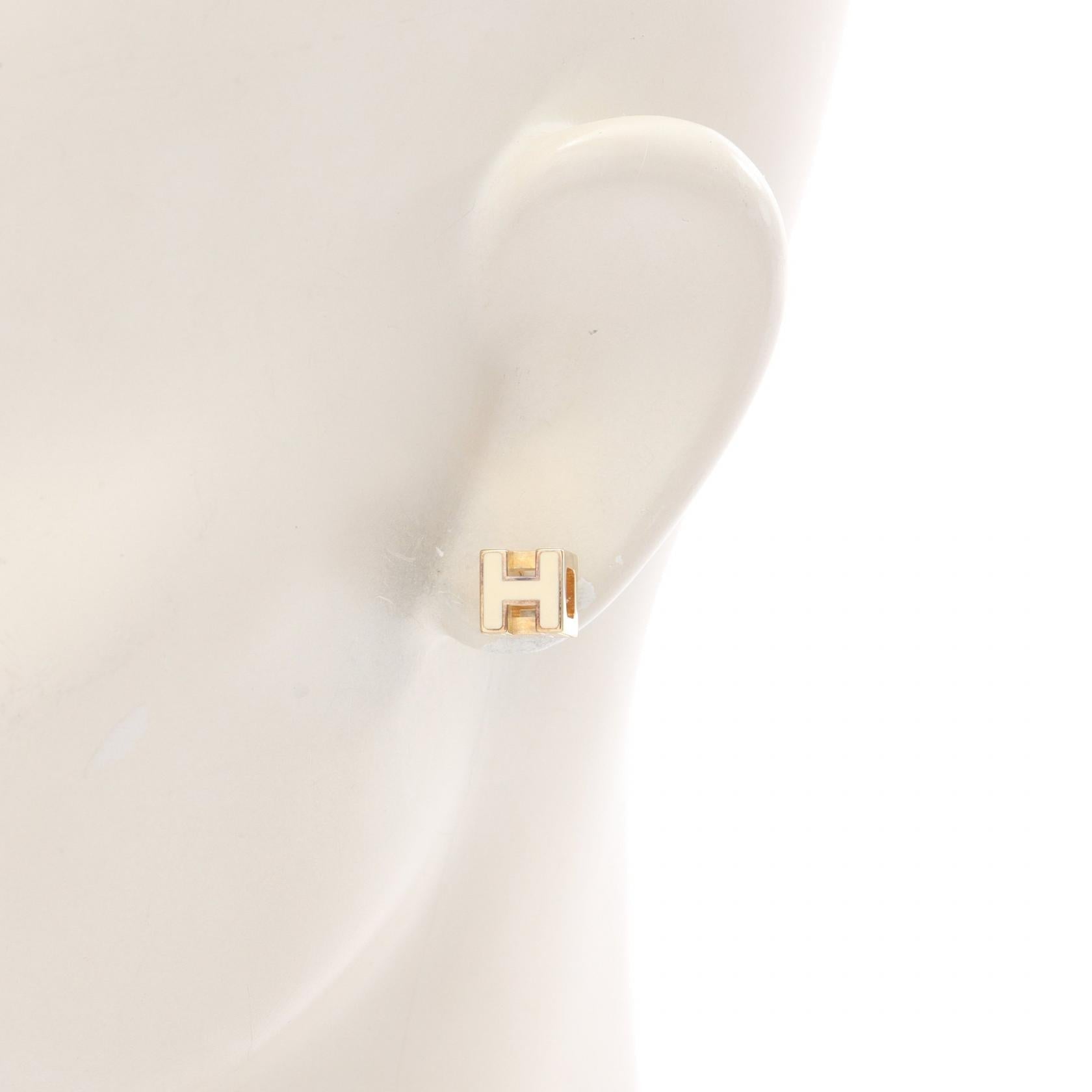 エルメス Caged d'H H キューブ ピアス