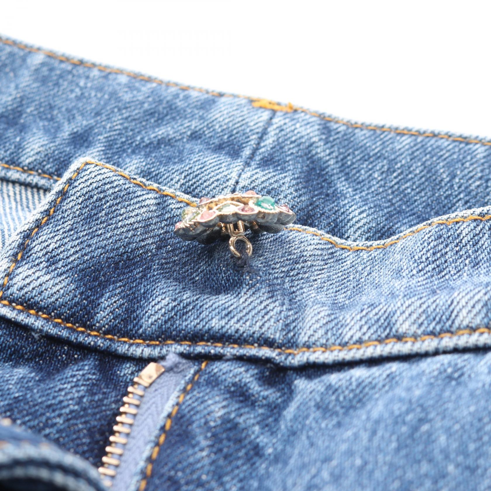 シャネル ココ マーク ボタン コットン デニム パンツ