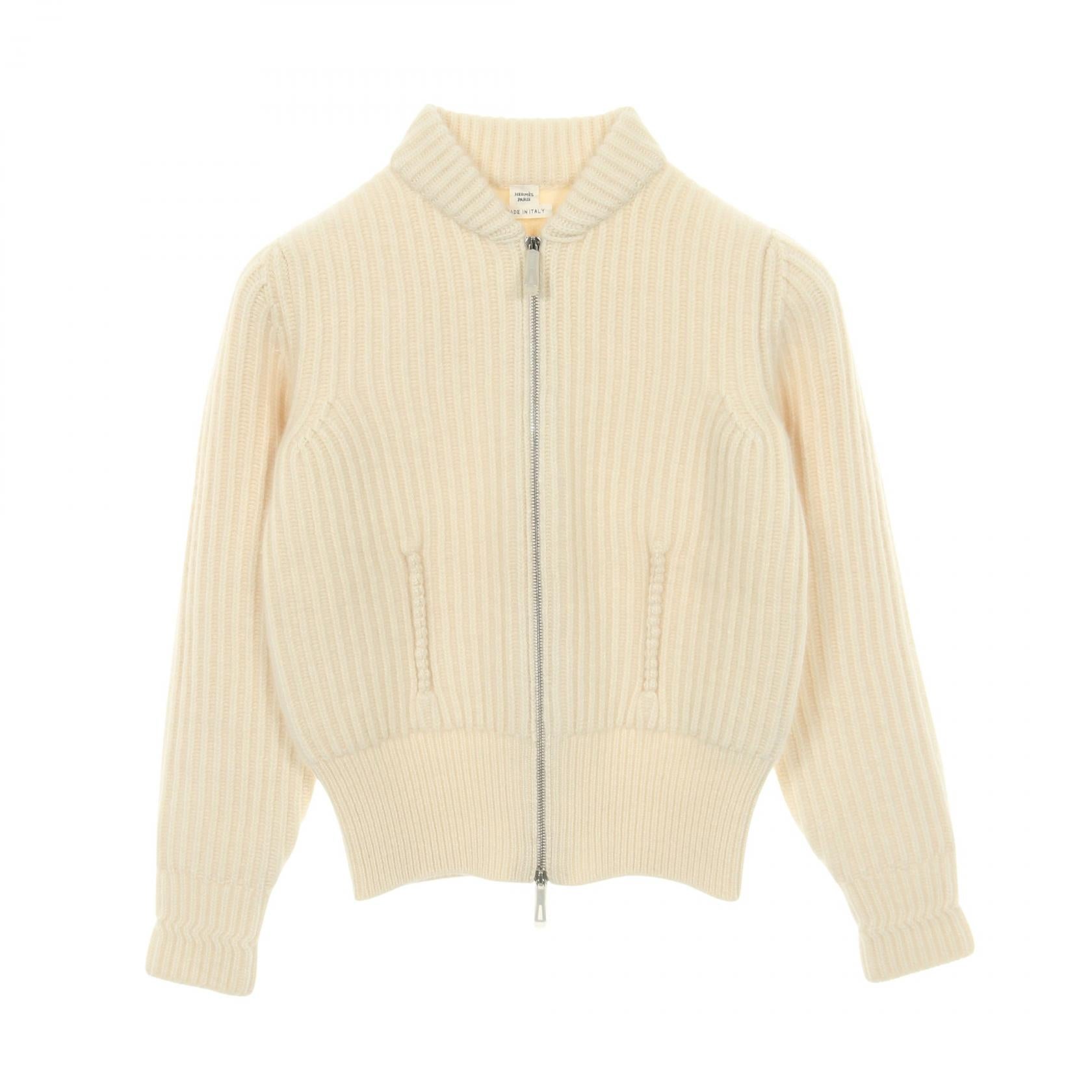 エルメス カシミヤジップアップニットトップス