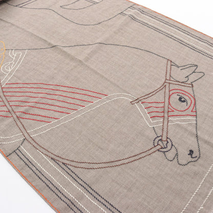 エルメス Cheval a la Couverture シルクカシミヤストール